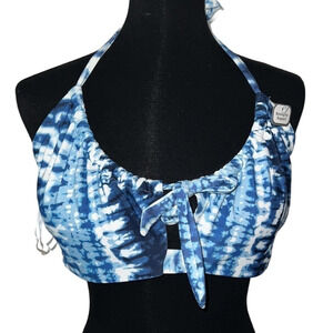 Blue & White tie dye like swim top size large (12/14)